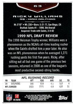 2009 Bowman Draft Picks #63 Ricky Williams Back