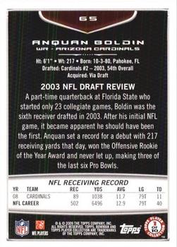 2009 Bowman Draft Picks #65 Anquan Boldin Back