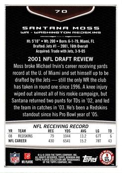 2009 Bowman Draft Picks #70 Santana Moss Back