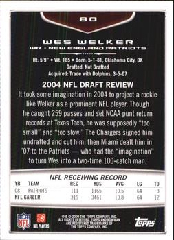 2009 Bowman Draft Picks #80 Wes Welker Back