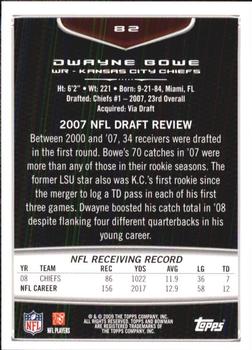 2009 Bowman Draft Picks #82 Dwayne Bowe Back