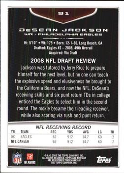 2009 Bowman Draft Picks #91 DeSean Jackson Back