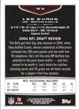 2009 Bowman Draft Picks #93 Lee Evans Back