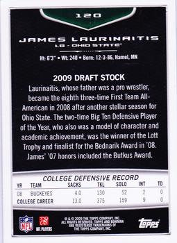 2009 Bowman Draft Picks #120 James Laurinaitis Back