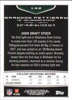 2009 Bowman Draft Picks #132 Brandon Pettigrew Back