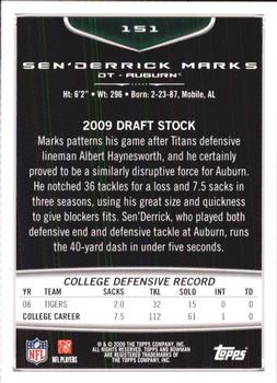 2009 Bowman Draft Picks #151 Sen'Derrick Marks Back