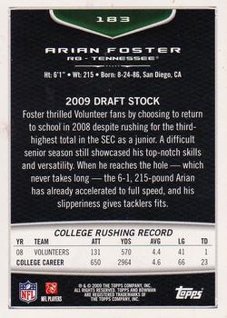 2009 Bowman Draft Picks #183 Arian Foster Back