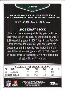 2009 Bowman Draft Picks #186 Brandon Gibson Back