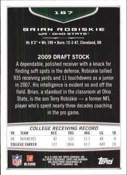 2009 Bowman Draft Picks #187 Brian Robiskie Back
