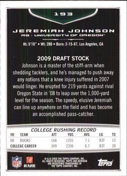 2009 Bowman Draft Picks #193 Jeremiah Johnson Back