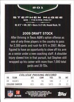 2009 Bowman Draft Picks #201 Stephen McGee Back