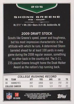 2009 Bowman Draft Picks #205 Shonn Greene Back