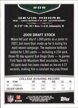 2009 Bowman Draft Picks #208 Devin Moore Back