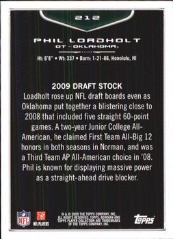 2009 Bowman Draft Picks #212 Phil Loadholt Back