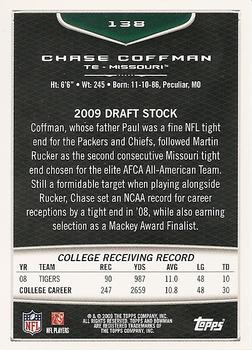 2009 Bowman Draft Picks #138 Chase Coffman Back
