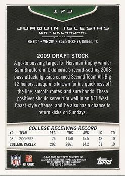 2009 Bowman Draft Picks #173 Juaquin Iglesias Back