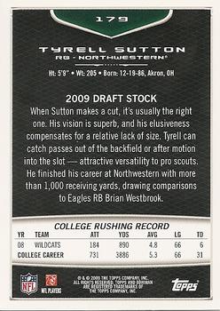 2009 Bowman Draft Picks #179 Tyrell Sutton Back