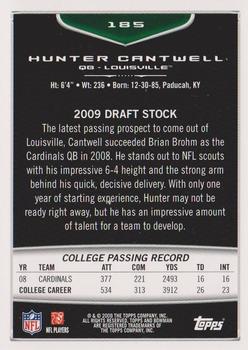 2009 Bowman Draft Picks #185 Hunter Cantwell Back