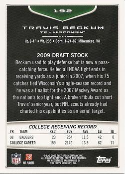 2009 Bowman Draft Picks #192 Travis Beckum Back