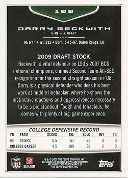 2009 Bowman Draft Picks #199 Darry Beckwith Back