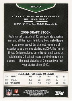 2009 Bowman Draft Picks #207 Cullen Harper Back