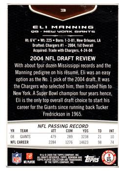 2009 Bowman Draft Picks #3 Eli Manning Back