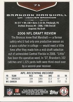 2009 Bowman Draft Picks #71 Brandon Marshall Back