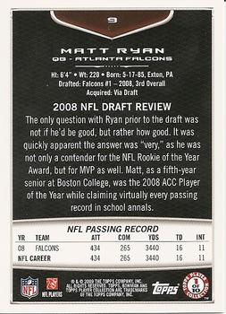 2009 Bowman Draft Picks #9 Matt Ryan Back