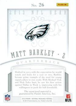 2013 Panini National Treasures - Rookie NFL Gear Dual Materials #26 Matt Barkley Back