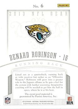2013 Panini National Treasures - Rookie NFL Gear Trio Materials #6 Denard Robinson Back