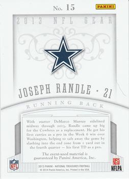 2013 Panini National Treasures - Rookie NFL Gear Trio Materials #15 Joseph Randle Back