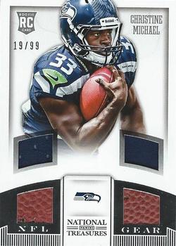 2013 Panini National Treasures - Rookie NFL Gear Quad Materials #3 Christine Michael Front