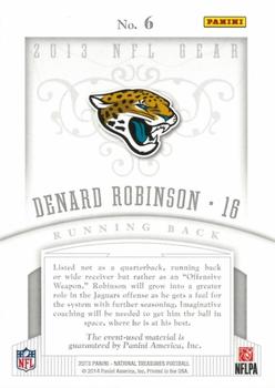 2013 Panini National Treasures - Rookie NFL Gear Quad Materials #6 Denard Robinson Back
