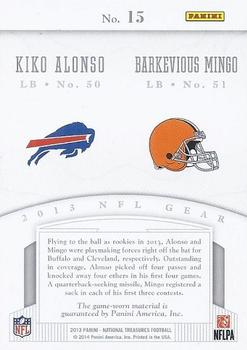 2013 Panini National Treasures - Rookie NFL Gear Combo Player Materials #15 Barkevious Mingo / Kiko Alonso Back