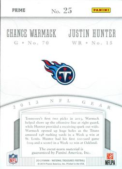 2013 Panini National Treasures - Rookie NFL Gear Combo Player Materials Prime #25 Chance Warmack / Justin Hunter Back