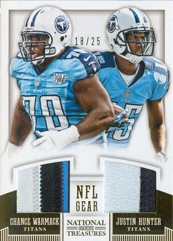 2013 Panini National Treasures - Rookie NFL Gear Combo Player Materials Prime #25 Chance Warmack / Justin Hunter Front