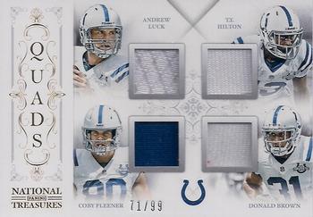 2013 Panini National Treasures - Team Quads #17 Andrew Luck / Coby Fleener / Donald Brown / T.Y. Hilton Front