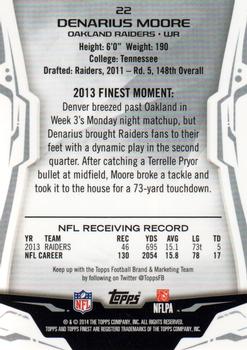 2014 Finest #22 Denarius Moore Back