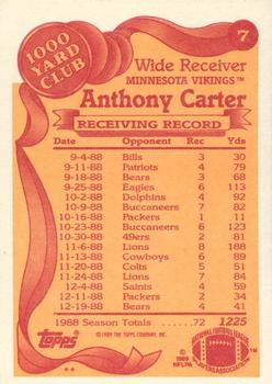 1989 Topps - 1000 Yard Club #7 Anthony Carter Back