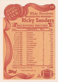 1989 Topps - 1000 Yard Club #10 Ricky Sanders Back
