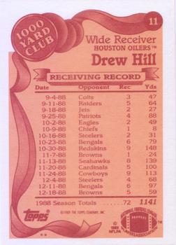 1989 Topps - 1000 Yard Club #11 Drew Hill Back