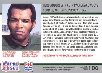 1990-91 Pro Set Super Bowl XXV Silver Anniversary Commemorative #100 Herb Adderley Back
