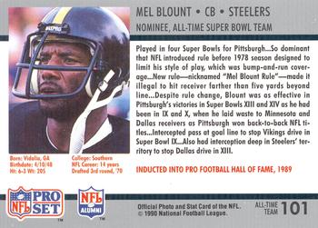 1990-91 Pro Set Super Bowl XXV Silver Anniversary Commemorative #101 Mel Blount Back