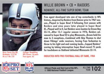 1990-91 Pro Set Super Bowl XXV Silver Anniversary Commemorative #102 Willie Brown Back