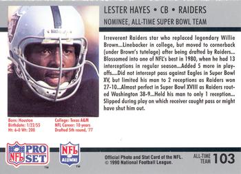 1990-91 Pro Set Super Bowl XXV Silver Anniversary Commemorative #103 Lester Hayes Back