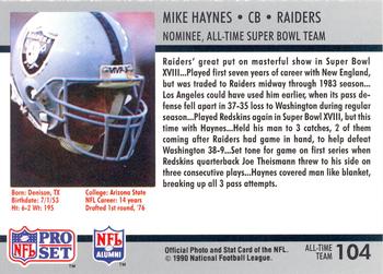 1990-91 Pro Set Super Bowl XXV Silver Anniversary Commemorative #104 Mike Haynes Back