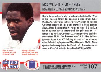 1990-91 Pro Set Super Bowl XXV Silver Anniversary Commemorative #107 Eric Wright Back
