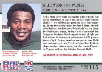 1990-91 Pro Set Super Bowl XXV Silver Anniversary Commemorative #115 Willie Wood Back