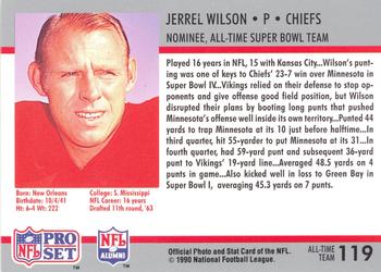 1990-91 Pro Set Super Bowl XXV Silver Anniversary Commemorative #119 Jerrel Wilson Back