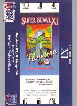 1990-91 Pro Set Super Bowl XXV Silver Anniversary Commemorative #11 SB XI Ticket Front
